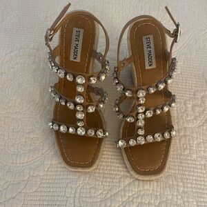 Steve Madden Tan Embellished Sandals wedge